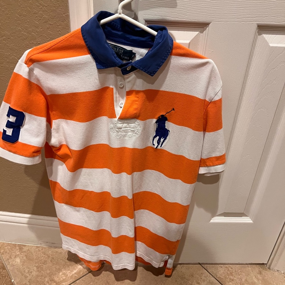 Ralph Lauren men’s Orange & White Striped Polo Shirt